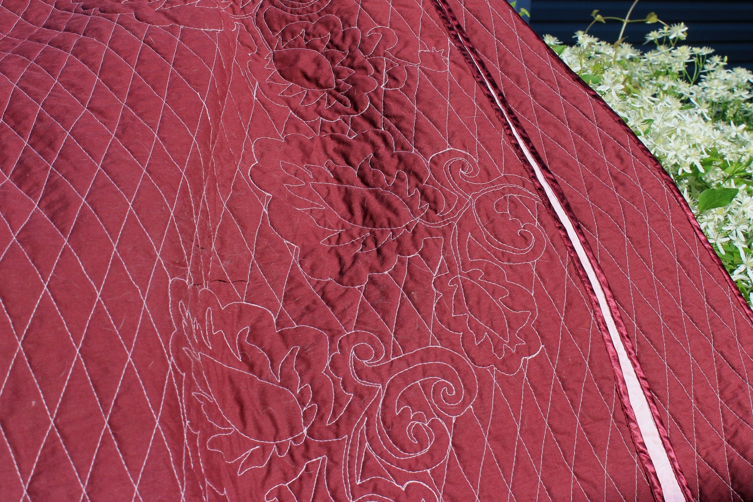 Modern Maroon Whole Cloth Quilt