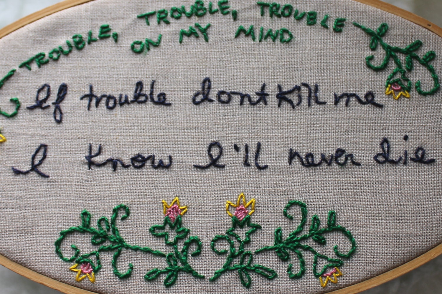 Trouble On My Mind Embroidery Sampler