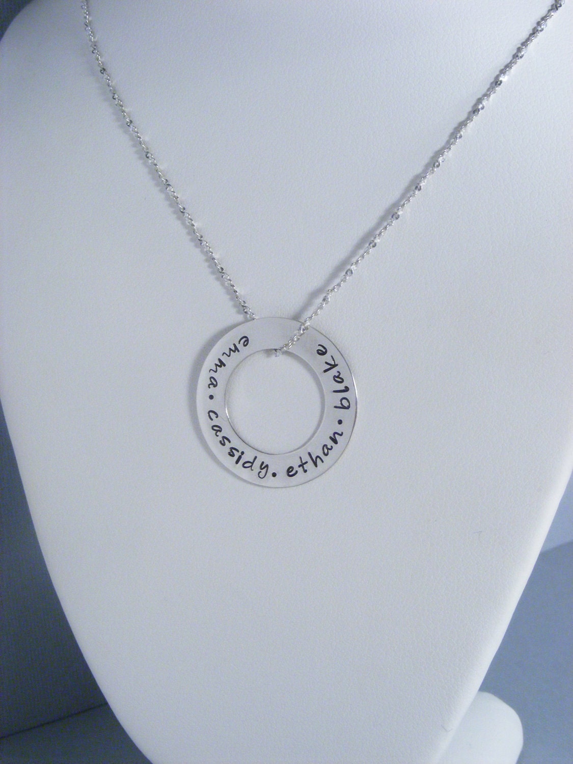Personalized mothers/mommy "infinity necklace" hand stamped childrens name jewelry