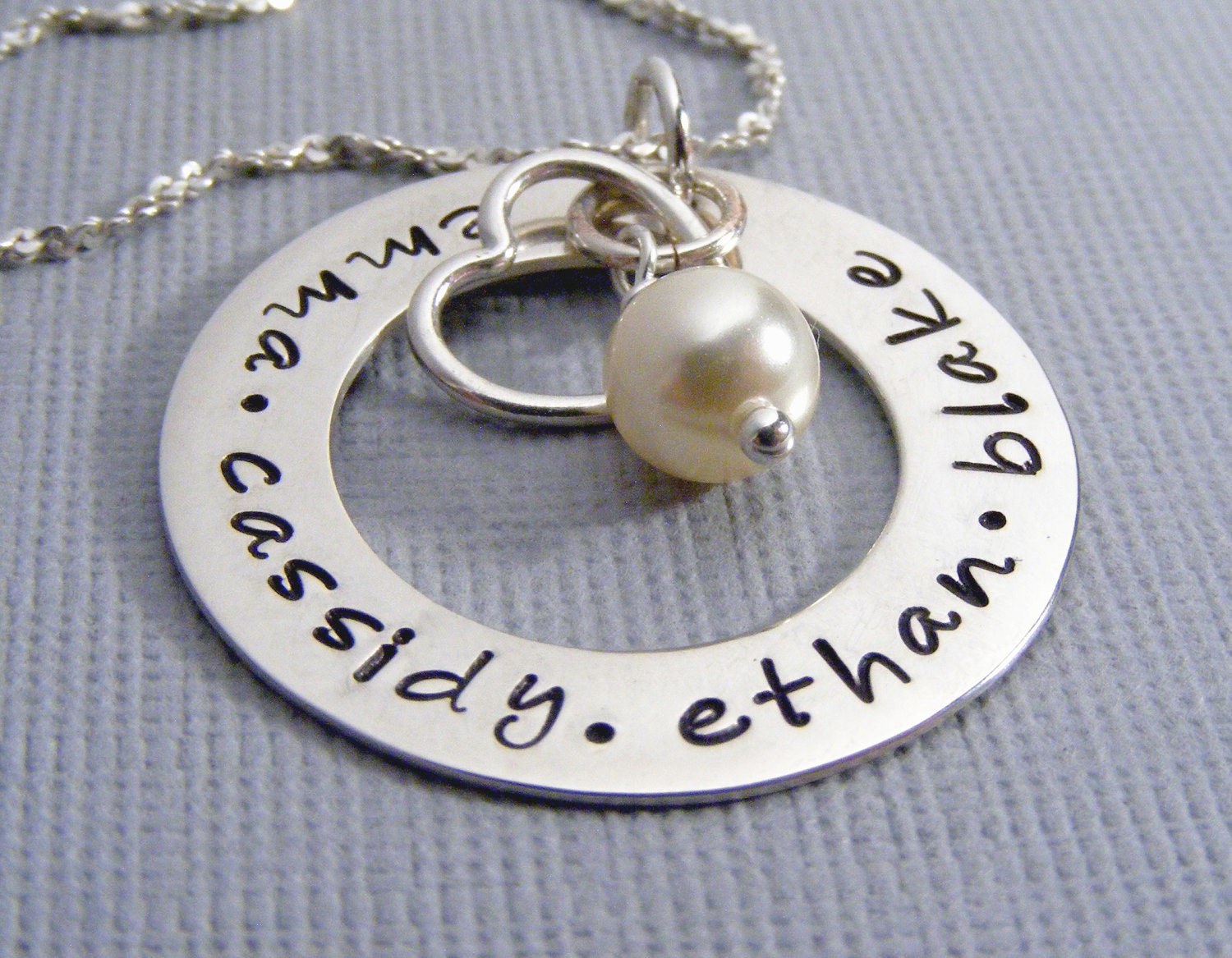 Mothers necklace-hand stamped- personalized mommy jewelry-name necklace-grandmother necklace