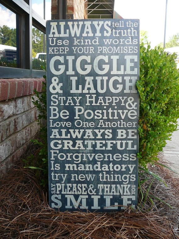 Family House Rules VERSION 2 Subway Sign - Hand Painted and Distressed