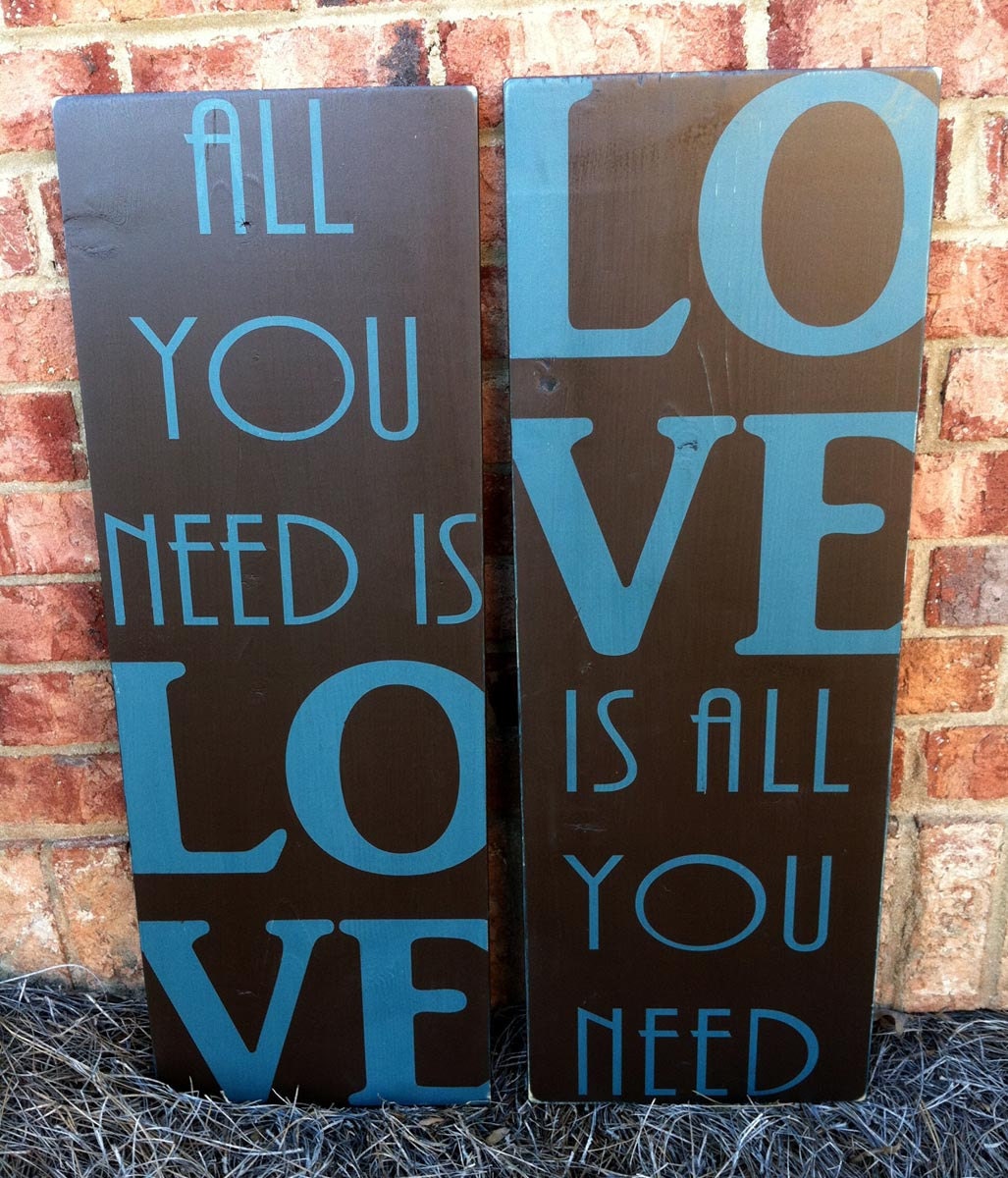 All You Need Is Love...  - Hand Painted and Distressed Subway Signs