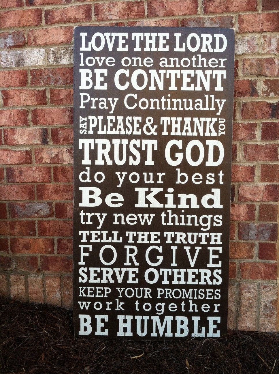 Family Rules of the House - Religious Version - Subway Sign (LARGE) 2'x4' - Hand Painted and Distressed