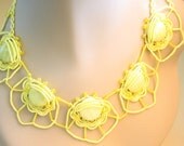 Lemon Lime Tatted Beaded Necklace and Earrings OOAK