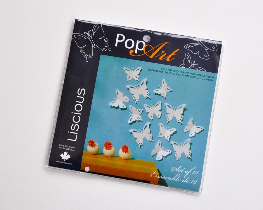 Butterfly Wall Art 3D White Butterflies Set of 12, PopArt, Made in Canada