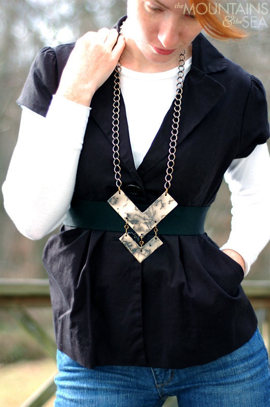 Smoke & Arrows - Long Horsehair Raku Necklace
