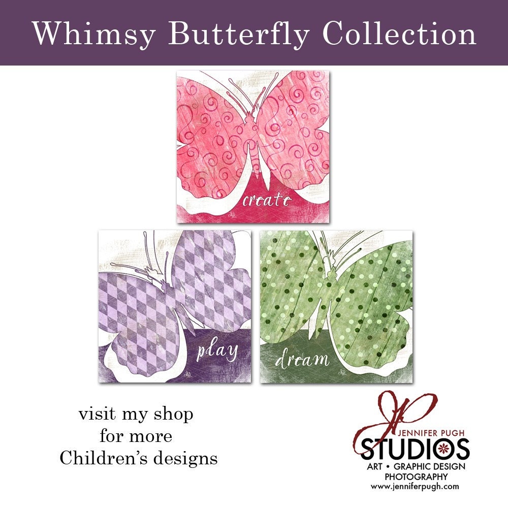 Pink Whimsy Butterfly - Create 12x12 Print