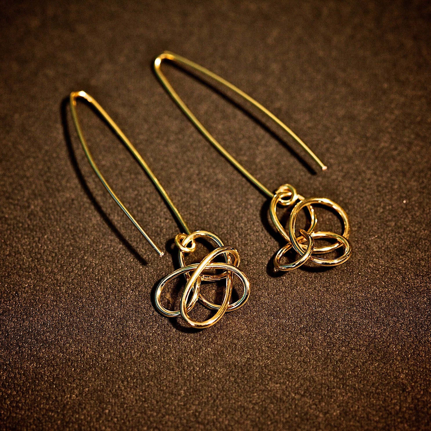 Dangle Twist Brass Earrings