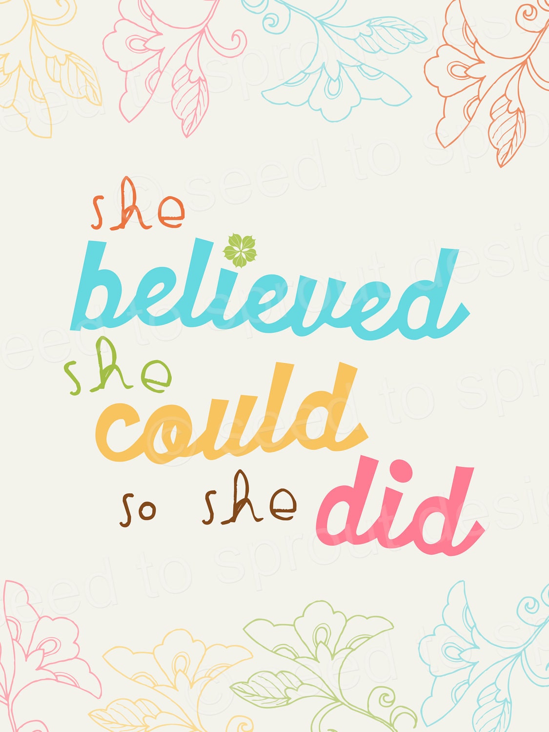 INSTANT DOWNLOAD - Printable Wall Art 8x10 She Believed She Could