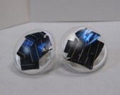 Solar Panel Earrings Round - Sterling Silver Backs