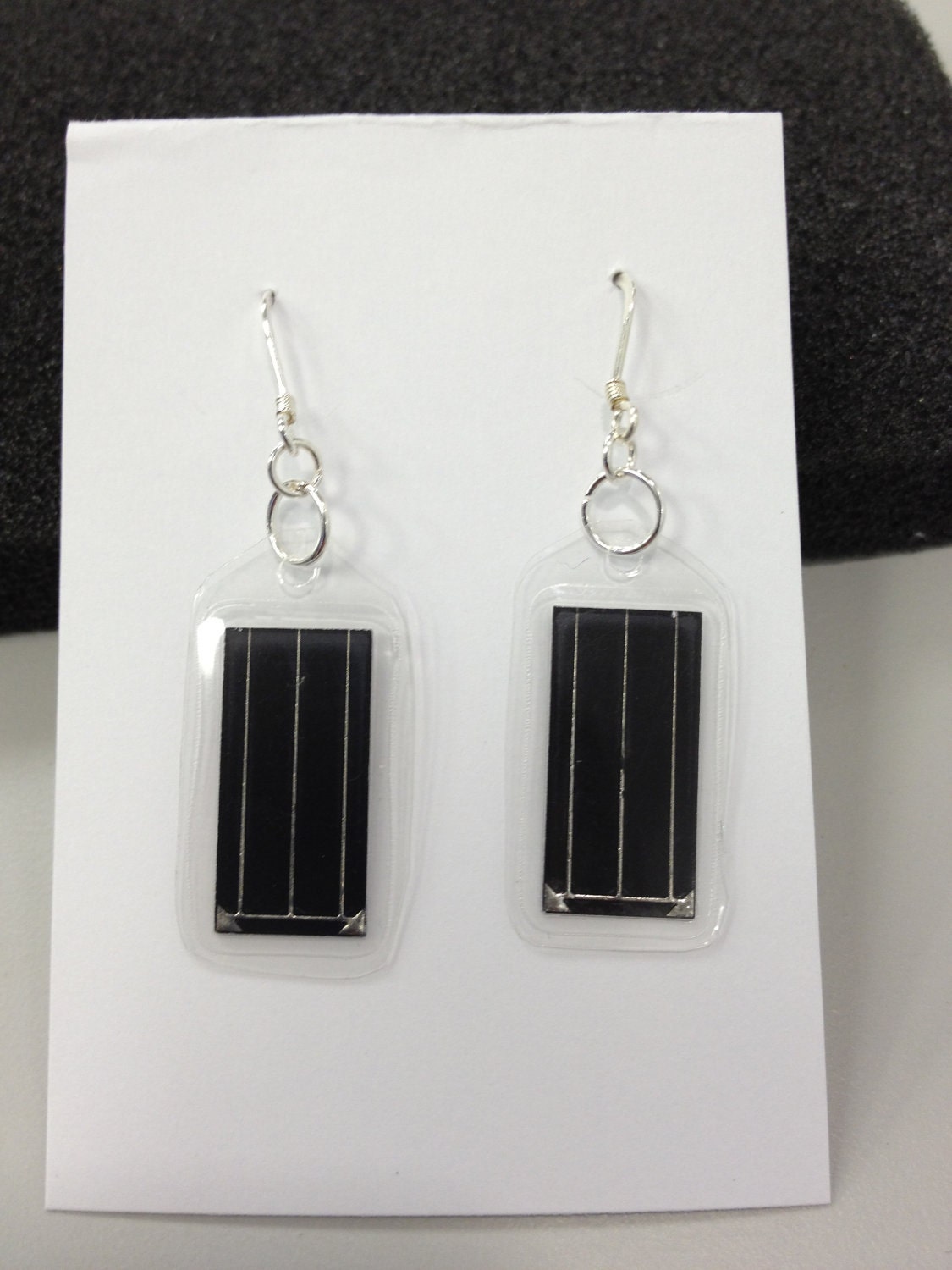 Dark Gray Solar Panel Dangle Earrings - Small