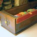 Repurposed Upcycled Wood Sewing Machine Cabinet Drawer Washi Tape Dispenser Box with Yardstick in Lavender Cornflower Blue and Red
