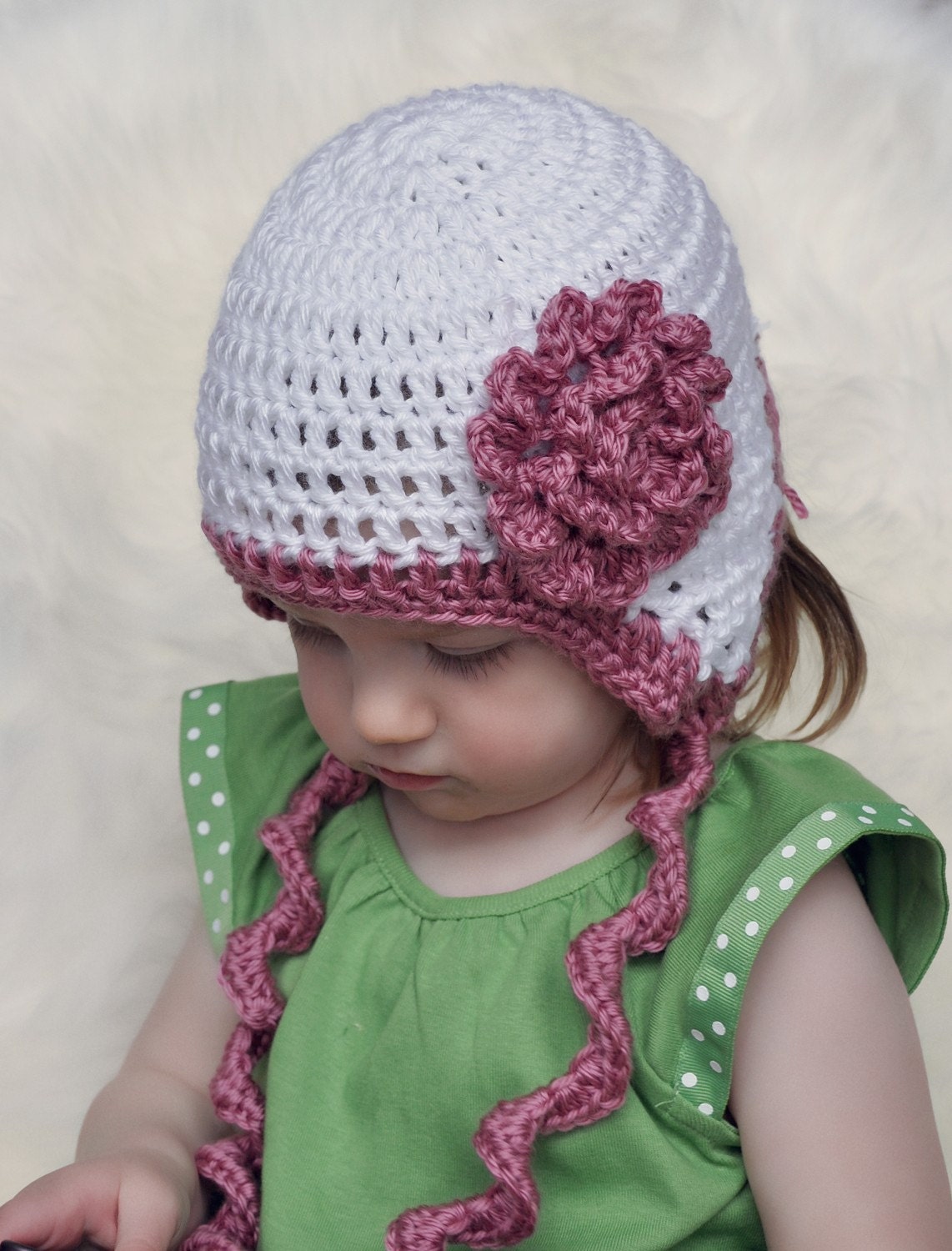 Curly Twirly Tails Ear Flap Hat Crochet Pattern (430)
