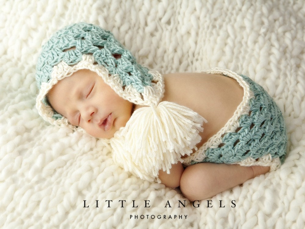 Clusters Crochet Hat and Diaper Cover Pattern -- Photography Prop (515)