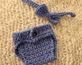 Baby Bow Tie and Diaper Cover Crochet Pattern - Photography Prop (548)