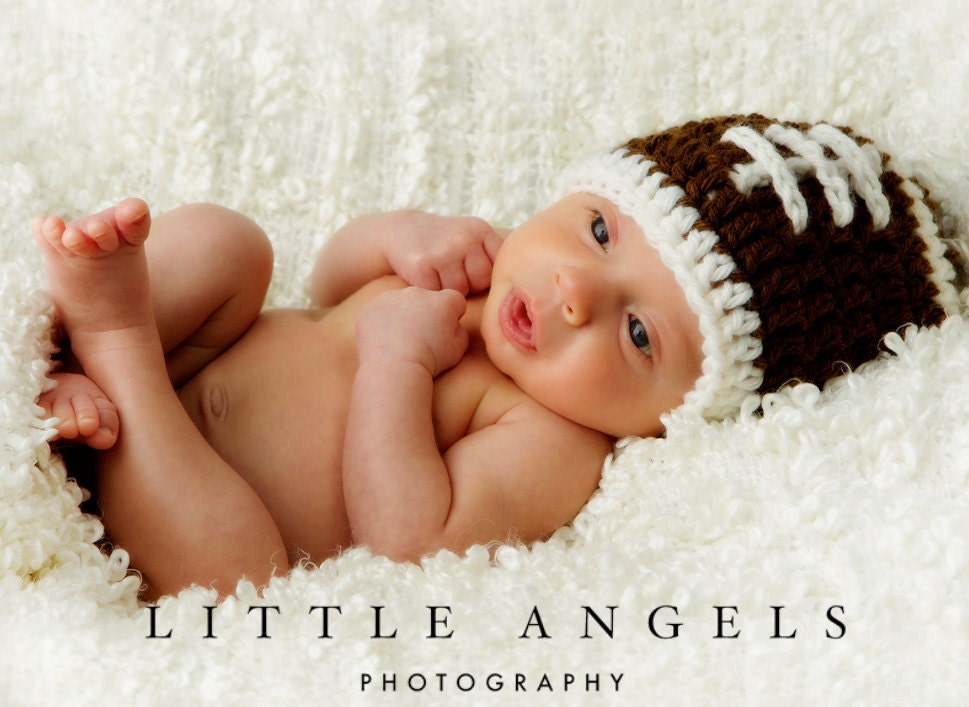 Baby Boy Football Beanie Crochet Hat Pattern (459)