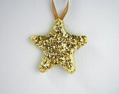 Hand Made Star Unique Sugar Ornament Yellow Gold Glitters Christmas Anniversaries Golden Glittered Festive Party Favors Home Decor