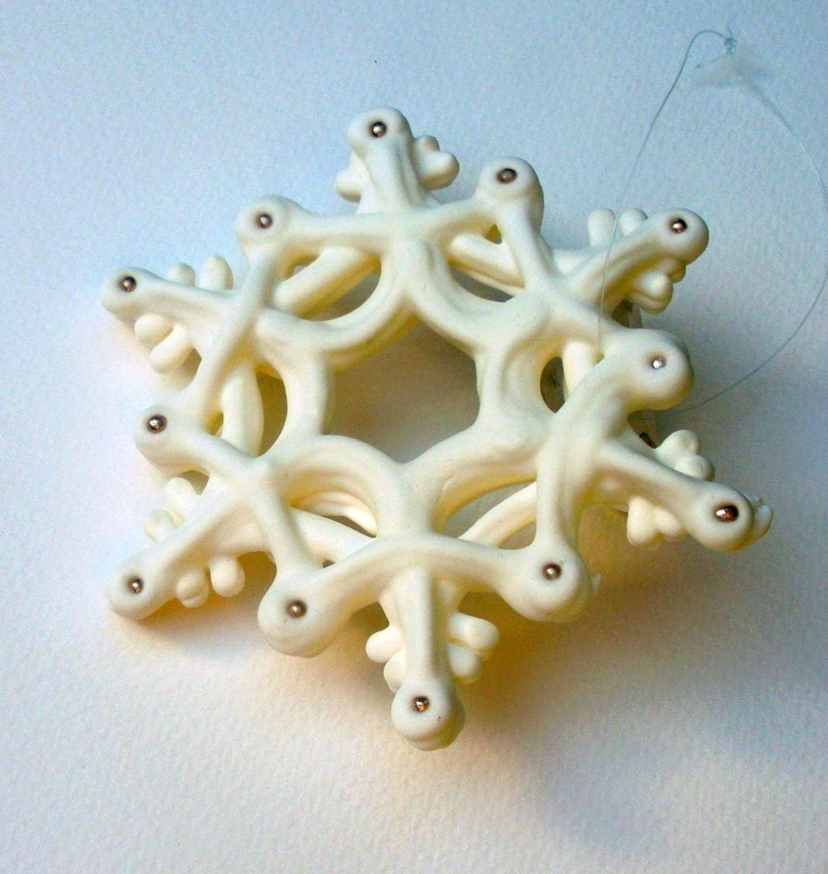 Snowflake Ornament White UNIQUE SUGAR CRAFT Hand Piped  Christmas Gifts Winter Weddings Holiday Decor Cake Topper