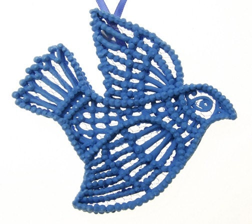 Unique Bluebird Sugar Ornament Hand Made Filigree Weddings Christmas Unique Gift Ideas Summer Home Decor