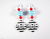 ON SALE - Sailor Girl Dangle Earrings with Acrylic Anchor Charms and Red, White and Blue Beads