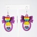 Rainbow Brite Cameo Earrings on Purple Bow Setting
