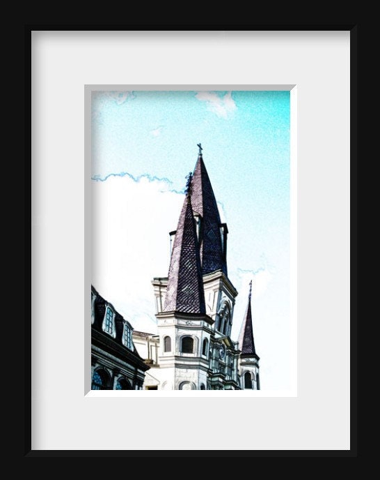 Twisted Series:  St. Louis Cathedral is pumped, 8.5x11 metallic print, New Orleans photography