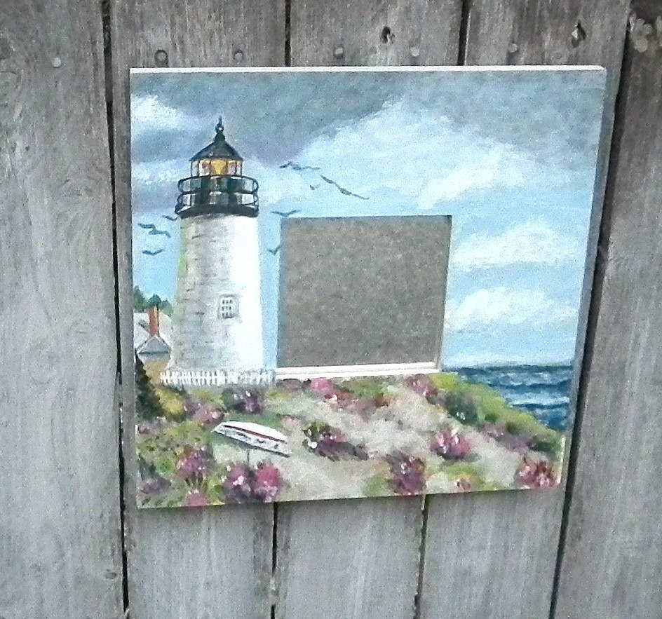 Decorative Wall Mirror, Hand Painted Mirror  "Lighthouse"