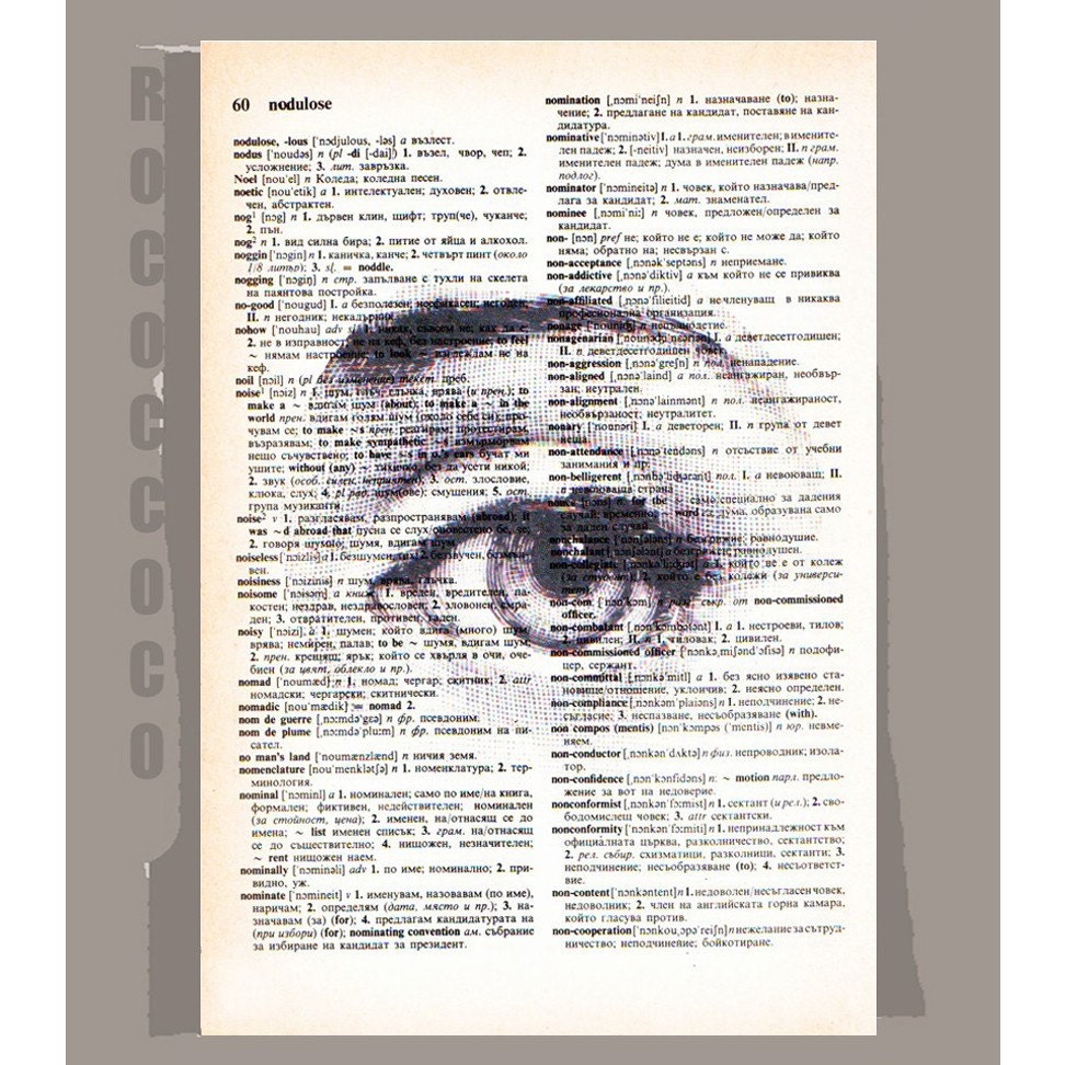 Beautiful EYE- ORIGINAL ARTWORK printed on Repurposed Vintage Dictionary page -Upcycled Book Print
