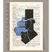 Man with hat - ARTWORK  printed on Repurposed Vintage Dictionary page -Upcycled Book Print
