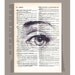 Beautiful EYE- ORIGINAL ARTWORK printed on Repurposed Vintage Dictionary page -Upcycled Book Print