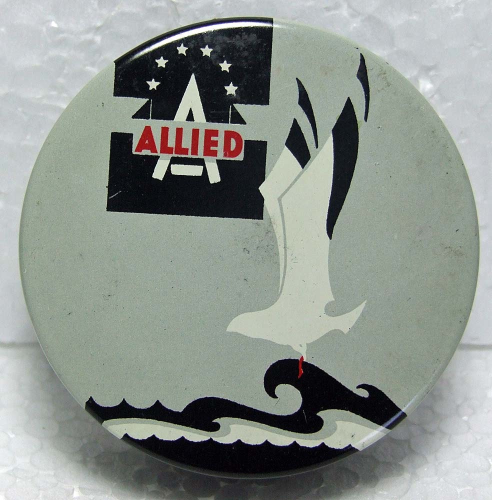 Rare 1950s Allied Typewriter Ribbon Tin Container Seagull Bird Art Deco Style