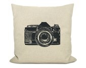 Personalized pillow case - Your urban print choice (camera, bicycle, cassette, water tank, thumbprint) & fabric - 18x18 throw pillow cover