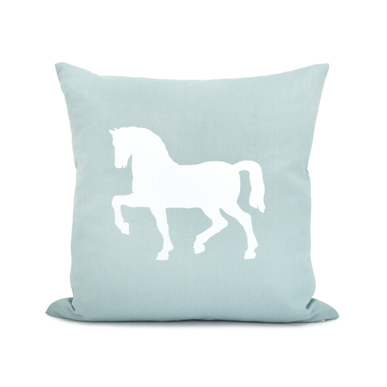 RESERVED listing for Kerry - Aqua blue and white horse pillow cover - 16x16 decorative pillow cover - Shabby chic - Cape cod home decor