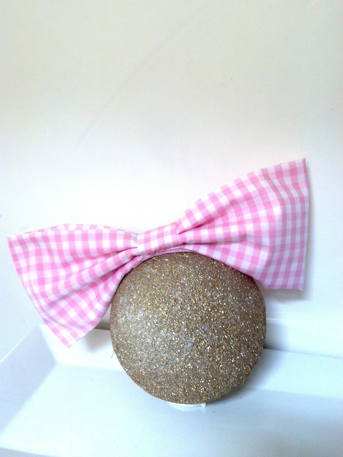 Pink Gingham Check Bow Headband