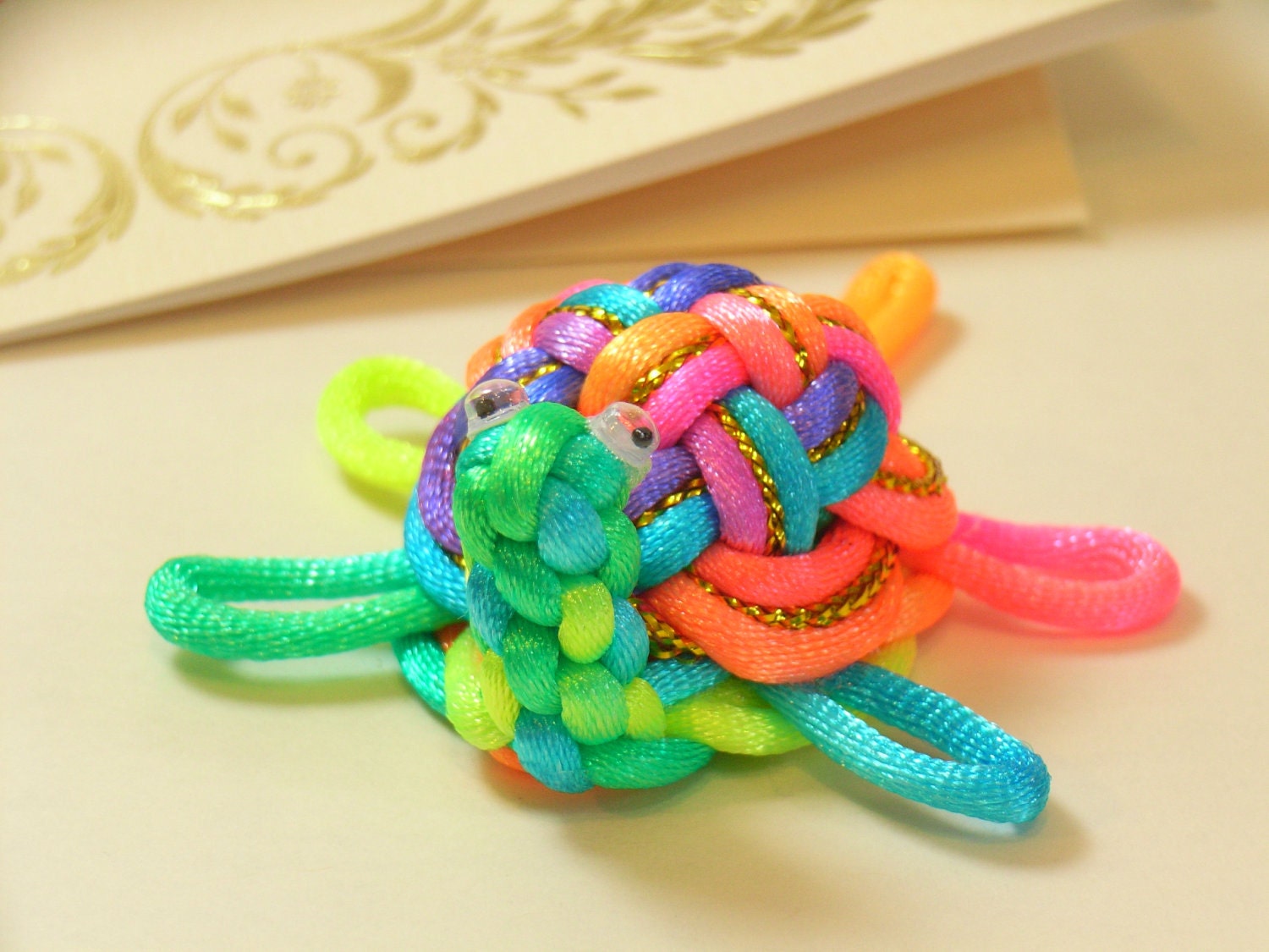 Marjorie - Rainbow Chinese Knot Sea Turtle - as Keychain, Phone Charm or Table Decoration - UNIQUE