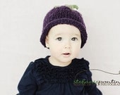 Knit Vegetable Eggplant Hat for Babies and Kids, made to order by fuzzy funk designs