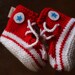 Unique baby boy gift - Red Converse Inspired Baby Booties for boys or punk baby girls, knitted