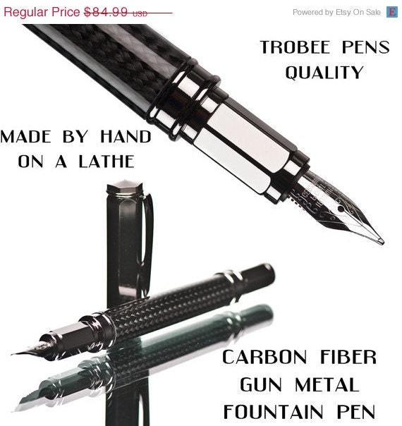 20% ALL PENS On SALE Now Carbon Fiber and Gun Metal Fountain Writing Pen Awesome ink pen made by hand on a lathe Fountain Pen Magnetic Cap