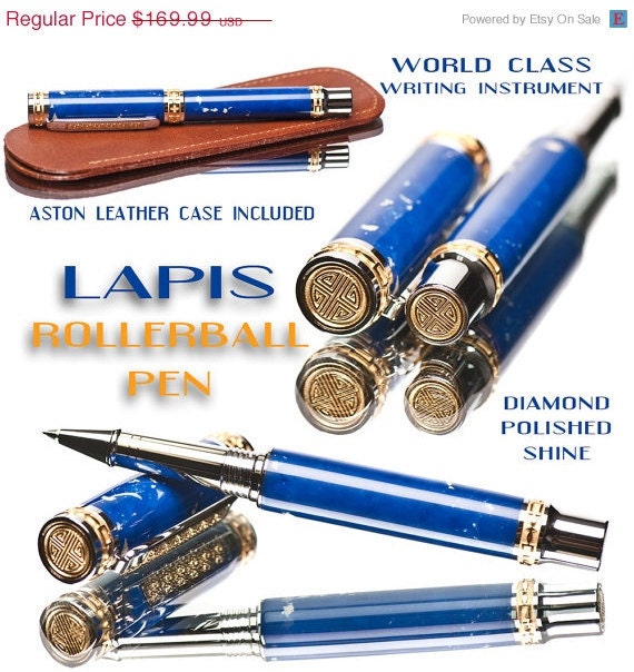 20% ALL PENS On SALE Now World class rollerball pen handmade quality Blue lapis ceramic tipped rollerball writing pen Top of the line rolle