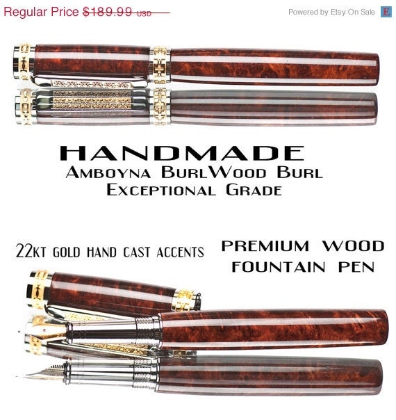 20% ALL PENS On SALE Now Amboyna Burl Wood Fountain Pen Wooden fountain pen high quality Collector grade A plus  - Amboyna Wood