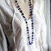 Blue Glass Brass Gold Long Necklace