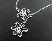 Daisy Necklace Lariat - STERLING SILVER CHAIN