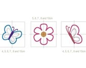 Butterflies and flowers - machine embroidery applique design, file - 4x4