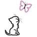 Kitty and butterfly - machine embroidery applique and fill stitch design, file - multiple sizes for hoop 4x4, 5x7 and 6x10