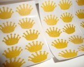 FREE SHIPPING 60 glitter gold crown stickers-prince or princess- wedding- royalty- customize colors