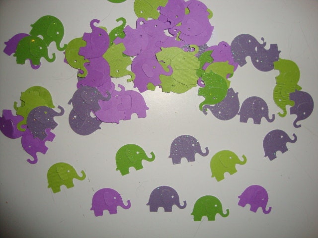 FREE SHIPPING 100 purple and bright green elephant by jessicasue34