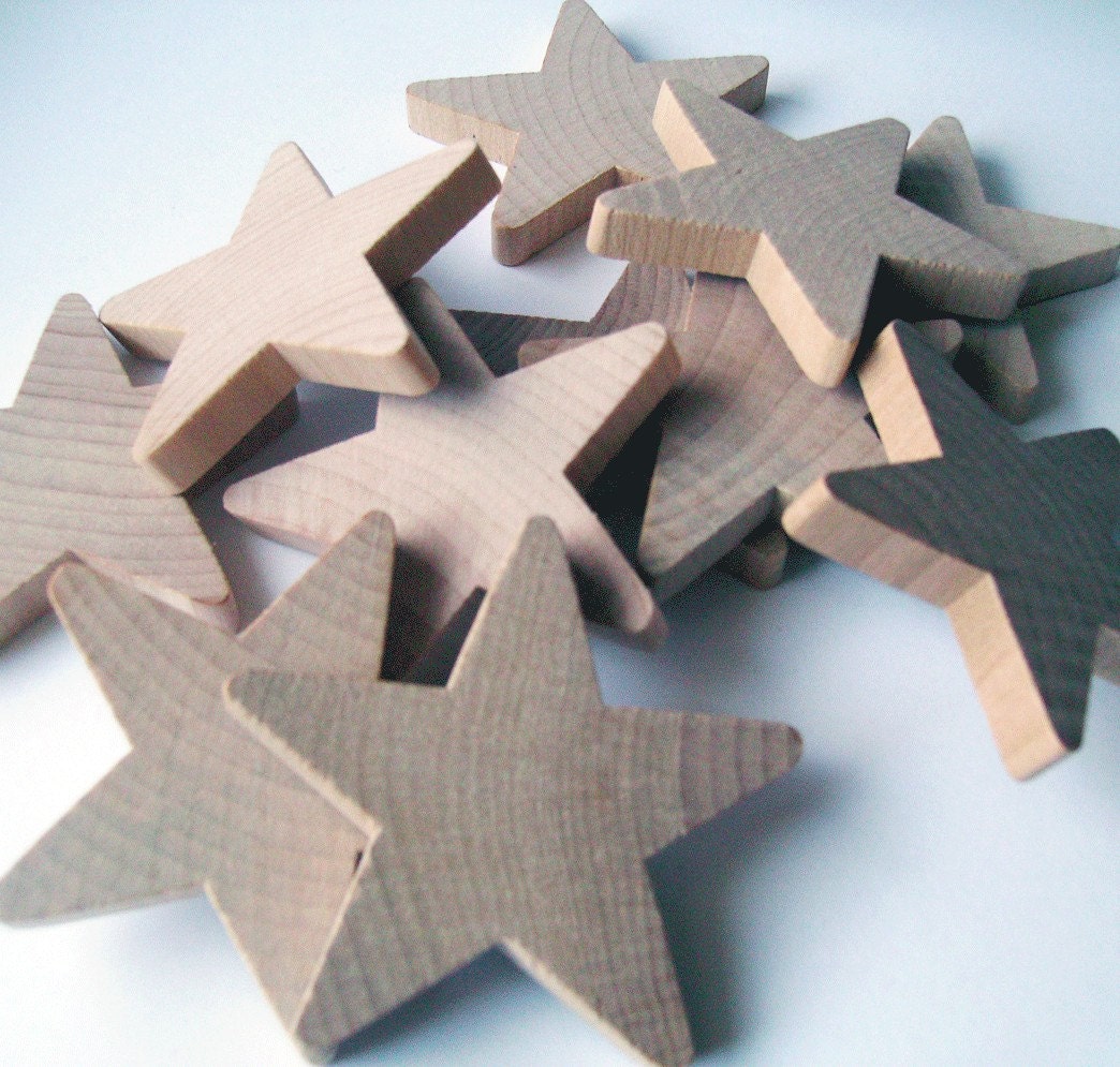 10 Wood Star Cutouts (2" wide, 1/4" thick)