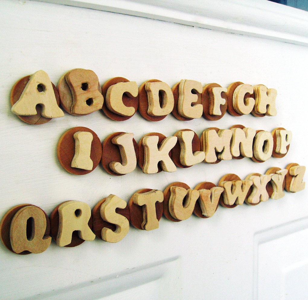 Wooden Alphabet Magnets - Set of 26 Letters
