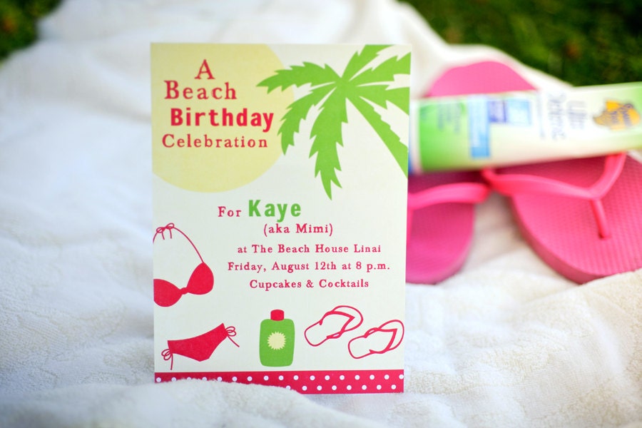 Beach or Pool Birthday Party Invitations