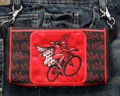 HandsFree Bag Hip Pouch Embroidered  Belt Bag "Let's Ride" Devil Bicycle Bikers Hikers Tourist Rider Sturgis Motorcycle Bike Rally